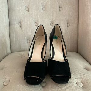 Nine West Black Suede Peep-Toe D'Orsay Pumps